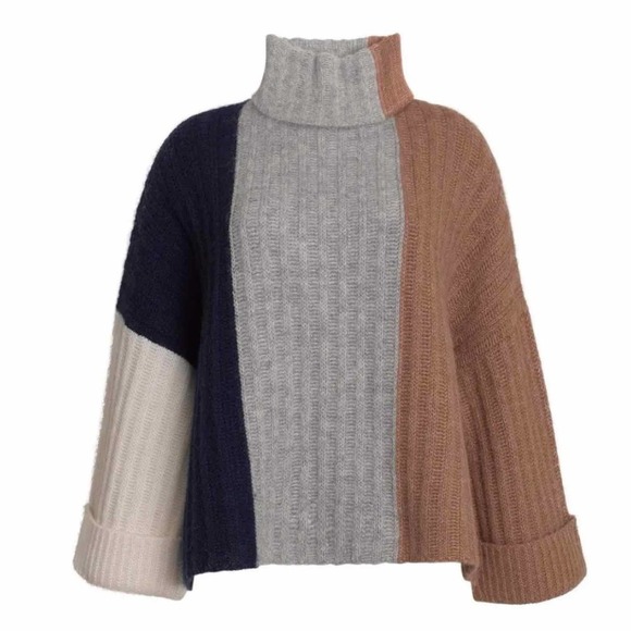 Eleven Six Talia Color Block Oversized Poncho Sweater Size M/L - Picture 1 of 15